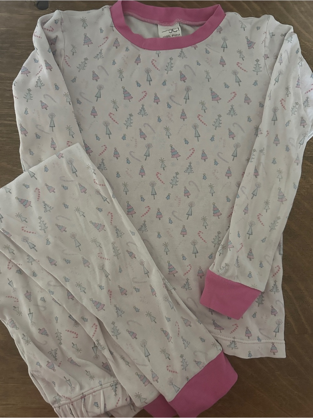 Lullaby Set Light Pink Holiday Tree Two-Piece Pajama Set